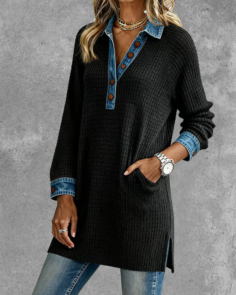 Topp Med Slag Och Kontrastfärgade Insatser