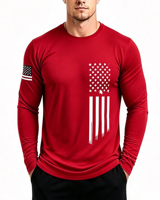 Topp Herr Nationalflagga Tryck Långärmad