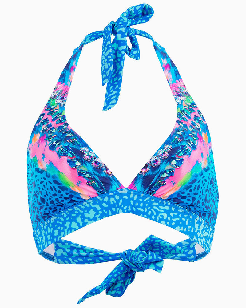 Badkläder – Leopardmönstrad Tvådelad Med Ädelstenar