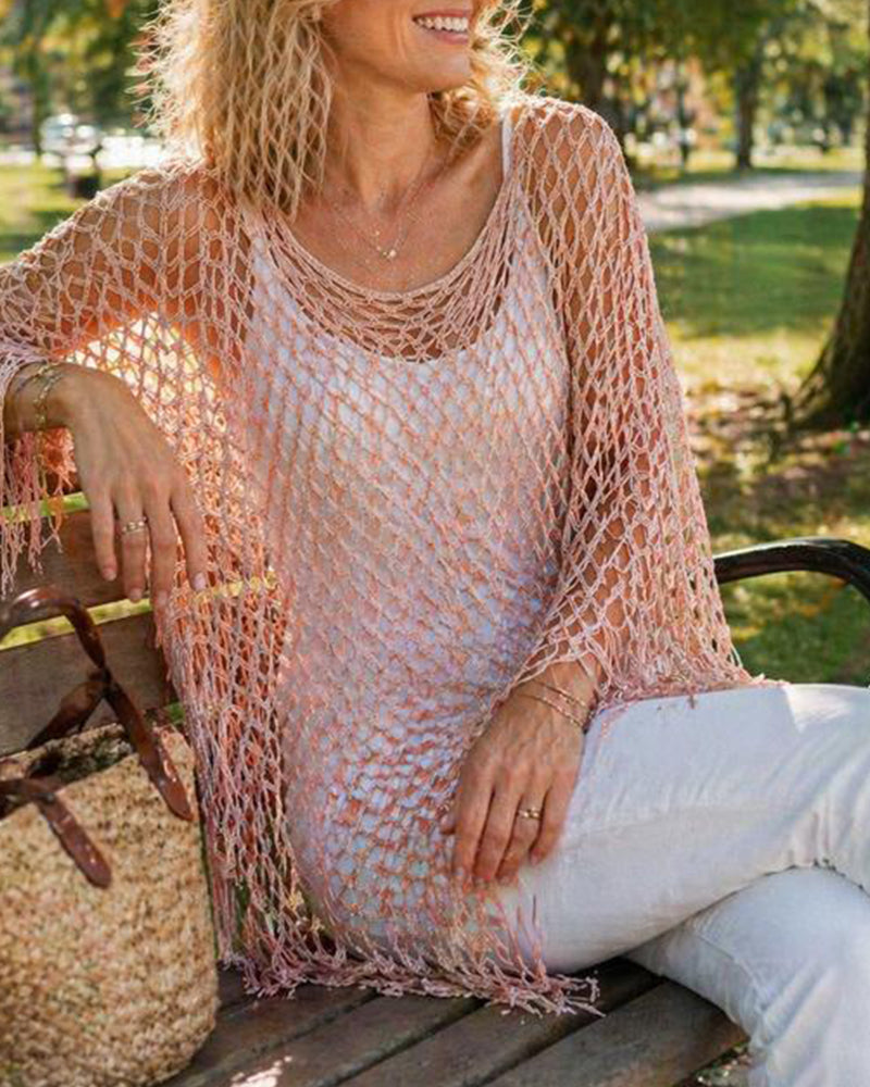 Pullover Fringe Mesh Urholkning