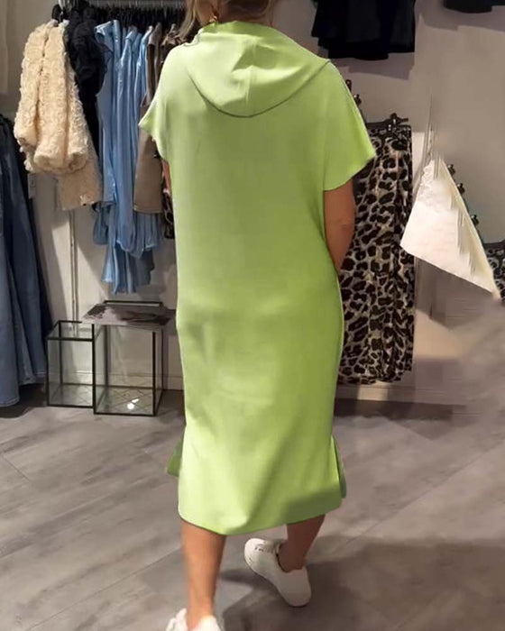 Klänning Med Huva Casual Snörning