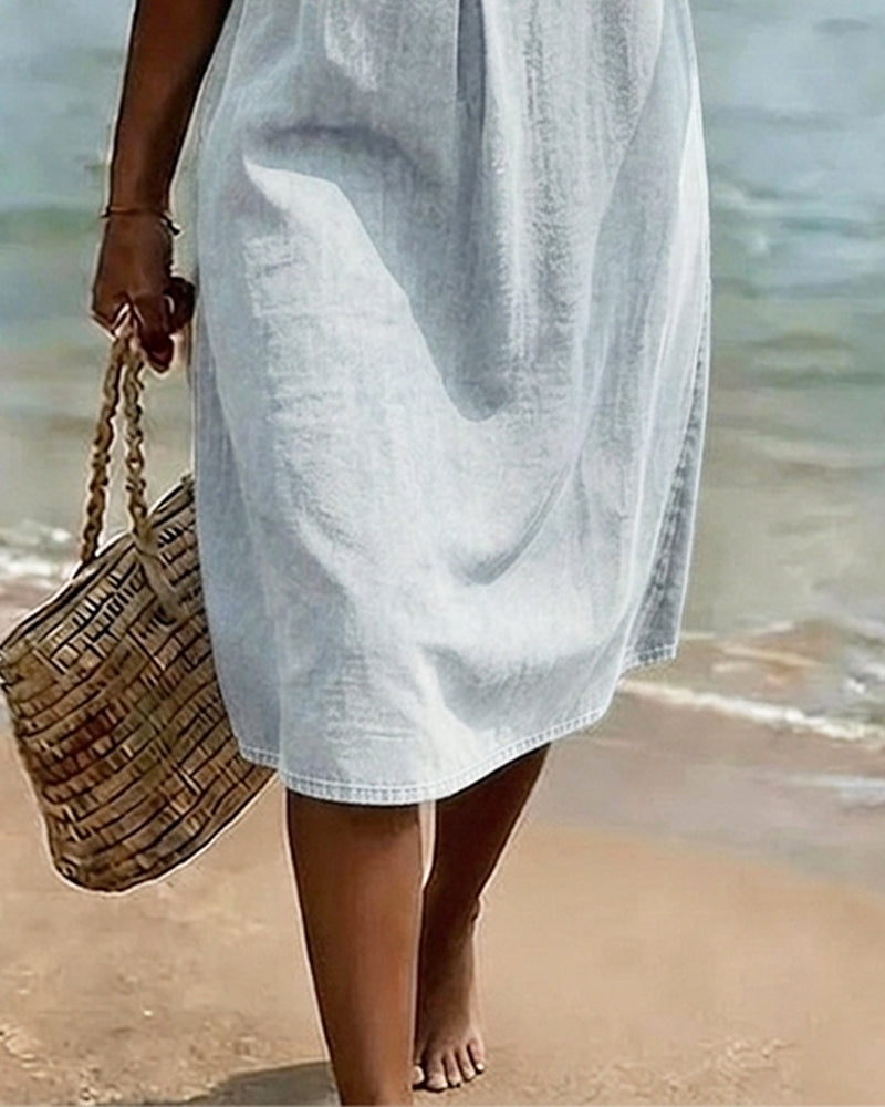 Klänning Lotus Blad Ärmar Jeans