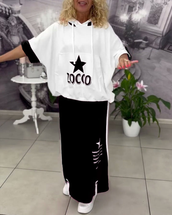 Set Med Huva Dragsko Tryckt Kjol