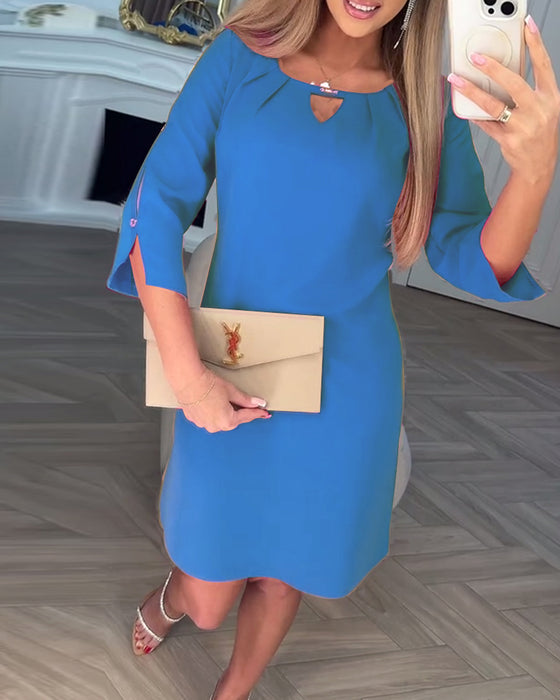 Klänning Elegant Enfärgad Ihålig Rak