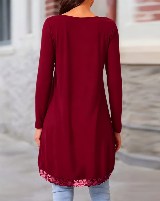 Oregelbunden Långärmad Topp Med Mesh-Lappverk