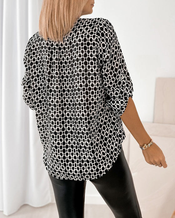 Blus Med Prickig Casualprint