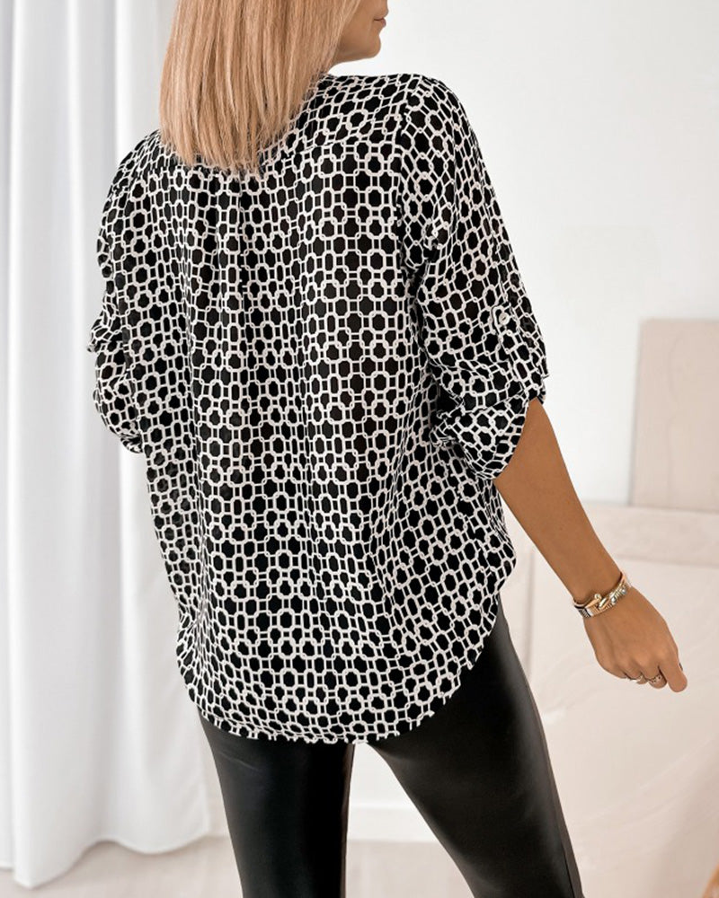 Blus Med Prickig Casualprint