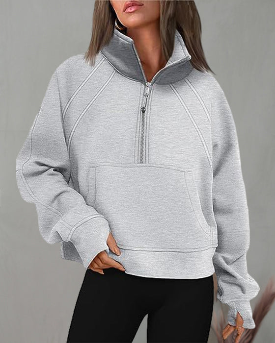 Tröja med turtleneck dragkedja med kort ärm