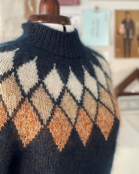 Pullover med geometrisk rhombus jacquard