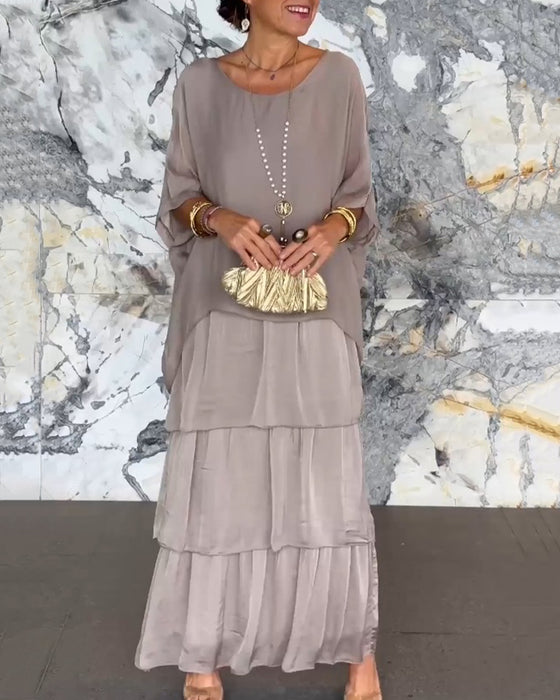 Klänning med konstnärlig stil och lös passform