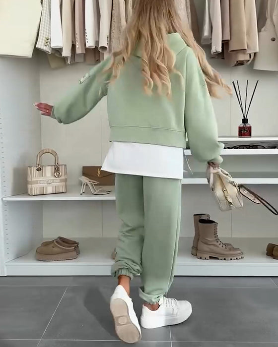 Set Casual Huvtröja Och Byxor