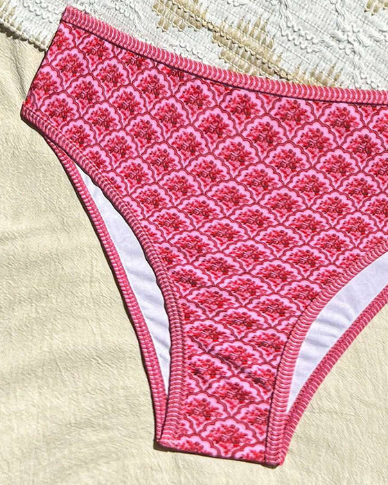 Bikini Sexig Hängslen Triangel Mönster