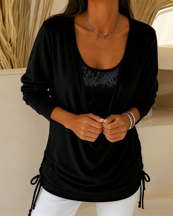 Paljettopp I Kontrastfärg Med Tvådelad Look