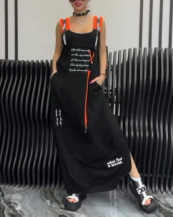 Klänning Ärmlös Personlig Bokstavstryck