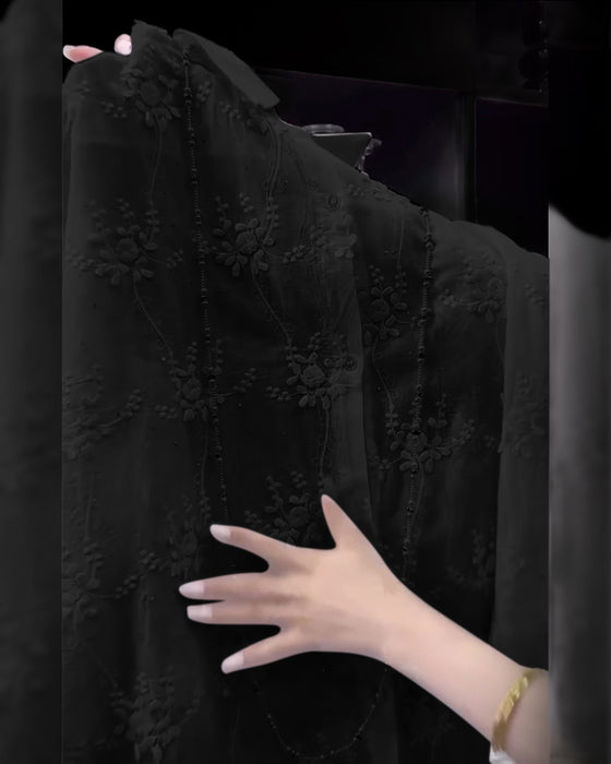 Skjorta Enfärgad Broderad Droppad Axel