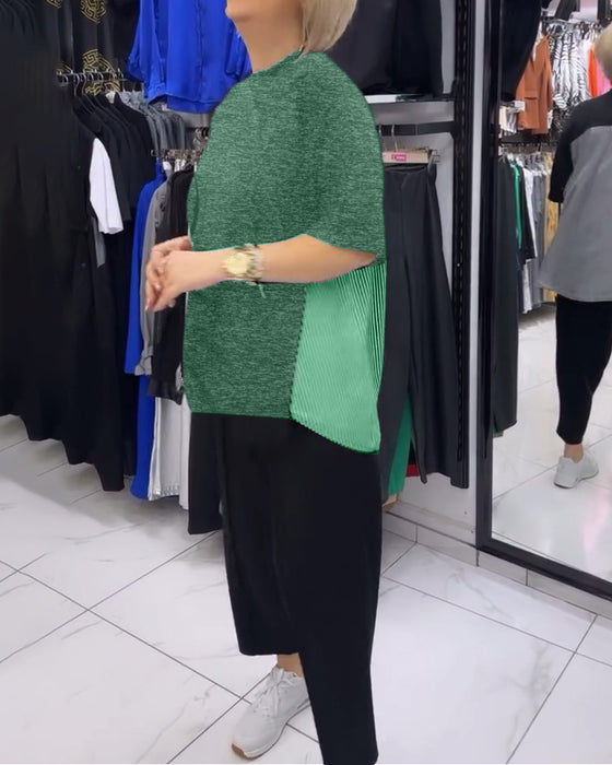 Casual blus med lapptäcke av kritstreck