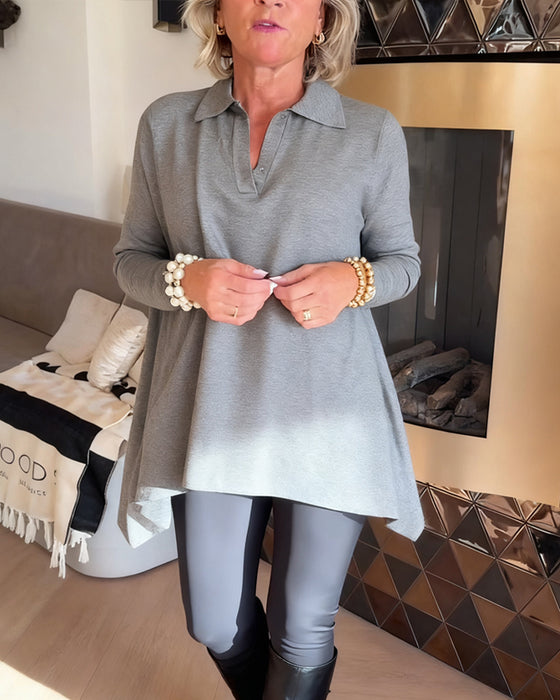 Oregelbunden Krage Långärmad Topp