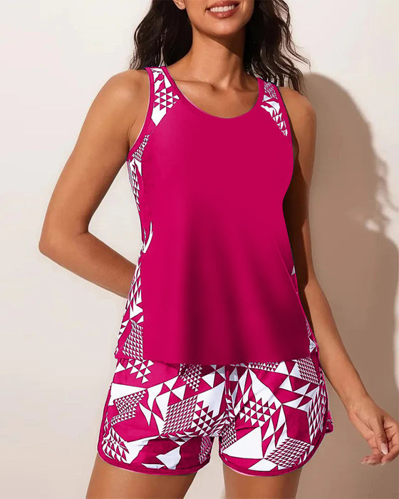 Badklänning Tanktop Geometrisk Tryck Tvådelad