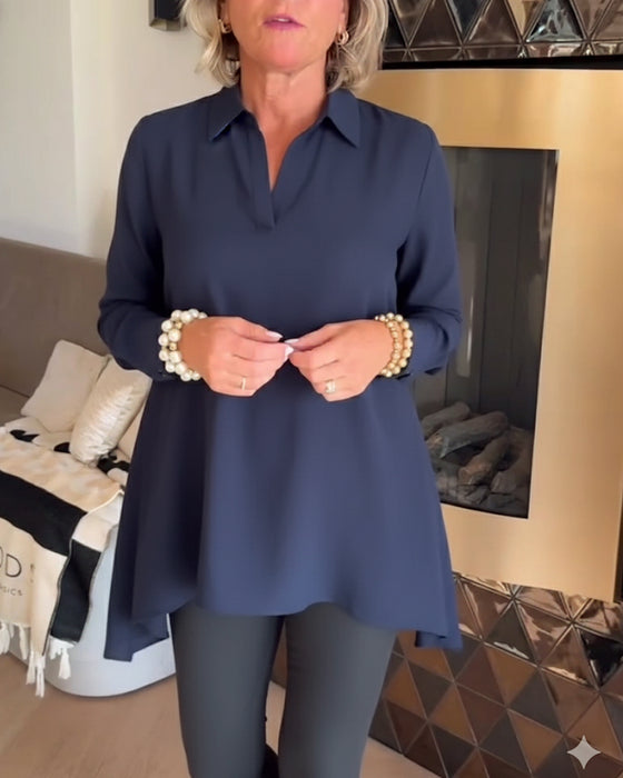 Oregelbunden Krage Långärmad Topp