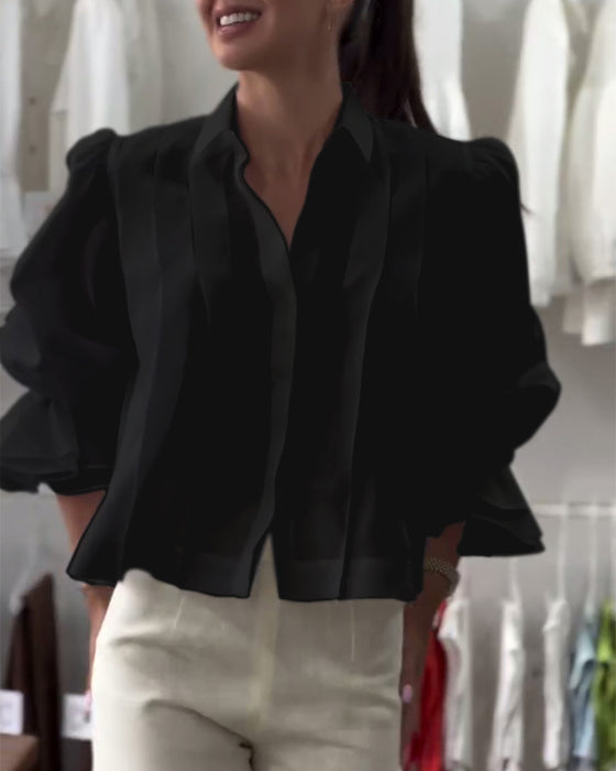 Skjort Puffärm Rysch