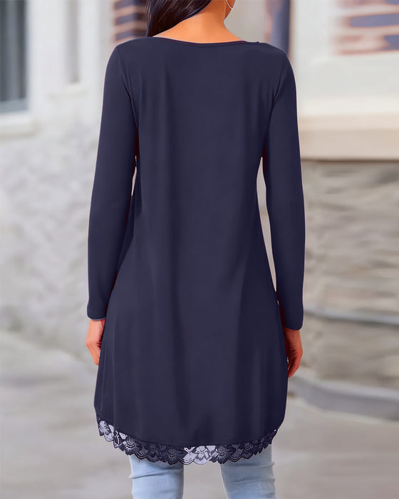 Oregelbunden Långärmad Topp Med Mesh-Lappverk