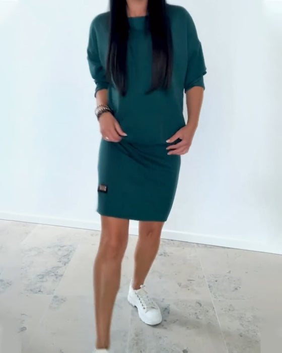 Klänning Långärmad Avslappnad Figurnära