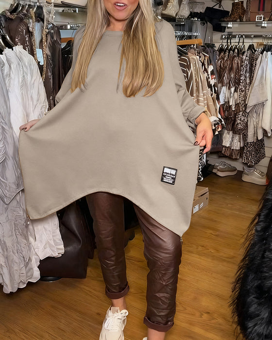 Sweatshirt Med Rundhals Och Lös Passande Egenskaper