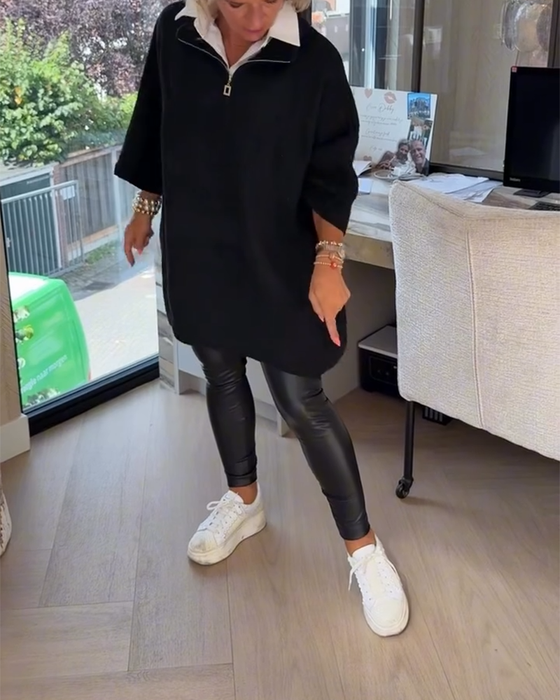 Pullover Ståkrage Halv Dragkedja Lös