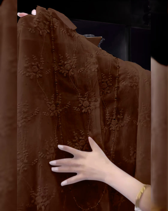 Skjorta Enfärgad Broderad Droppad Axel