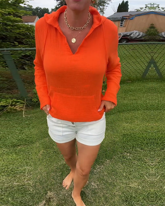 Blus Enfärgad Med Ficka Mode