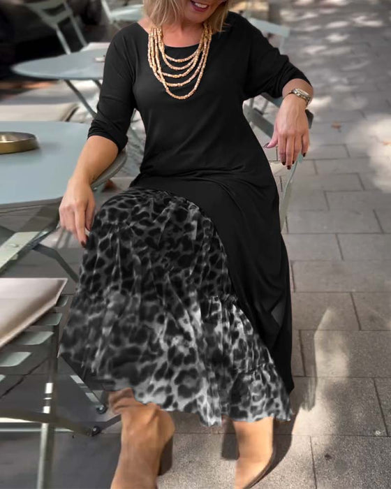 Klänning Långärmad Enfärgad Oregelbunden