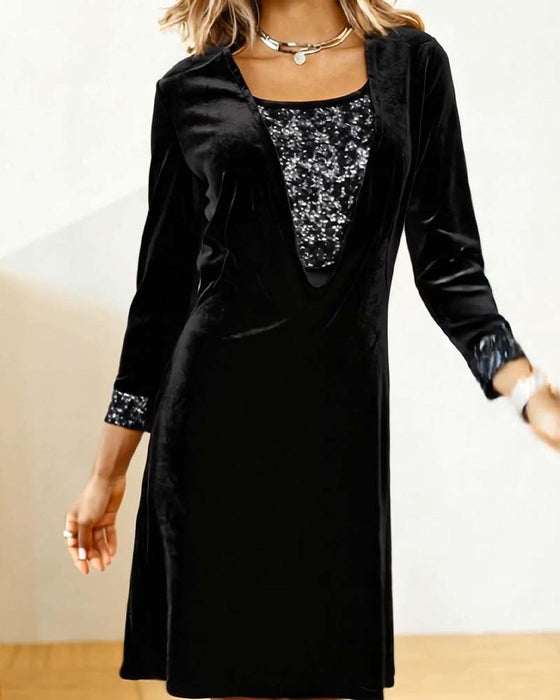 Klänning Elegant Paljett Lapptäcke