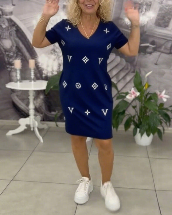 Klänning Mode V-Ringning Kortärmad