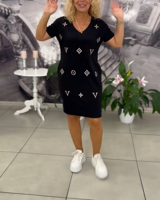 Klänning Mode V-Ringning Kortärmad