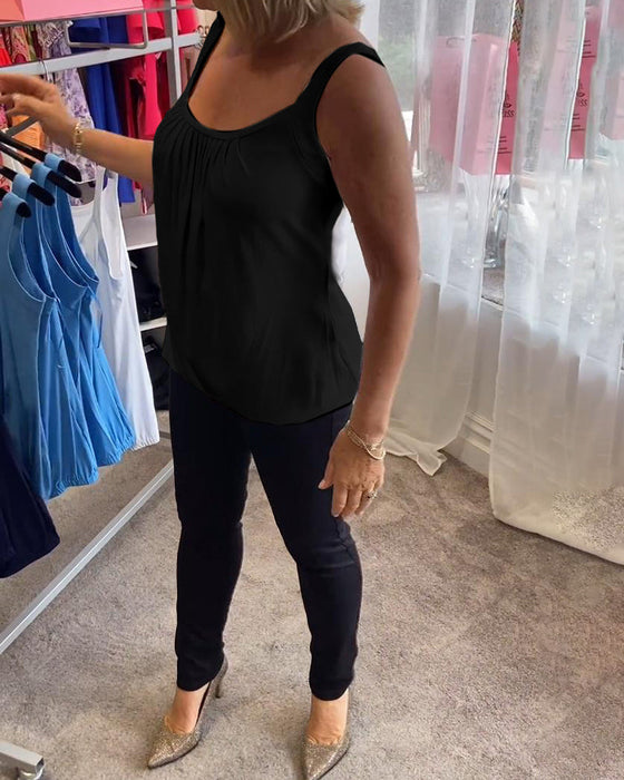 Set Plisserad rejäl avslappnad ärmlös topp