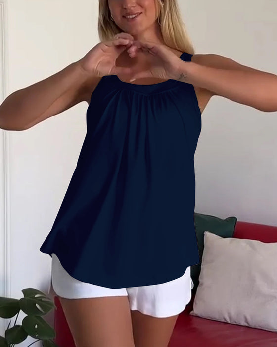Uppsättning Tank Top Axelbandslös Plisserad Enfärgad