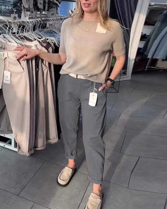 Byxor Enfärgad Avslappnad Rak