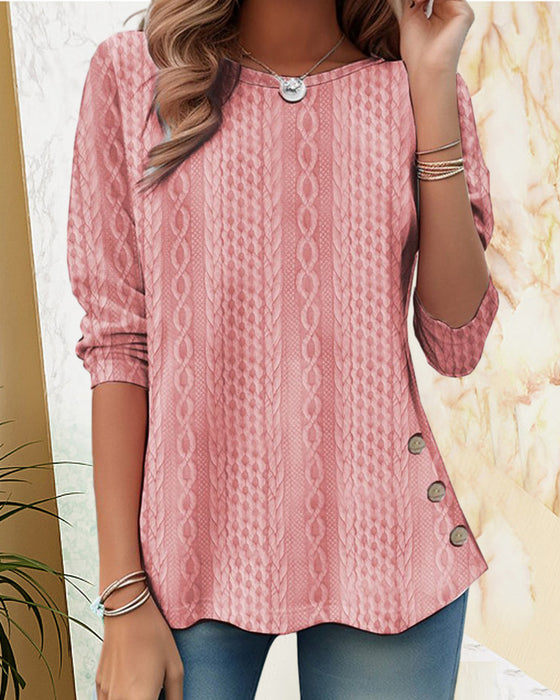 Enfärgad topp med rund hals