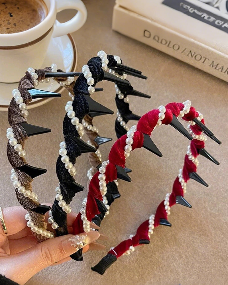 🔥Het Försäljning🔥Vintage Hårband Med Konstpärla Och Hög Skallbas