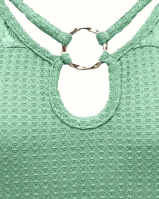 T-Shirt Spets Panel Stickad