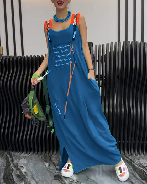 Klänning Ärmlös Personlig Bokstavstryck