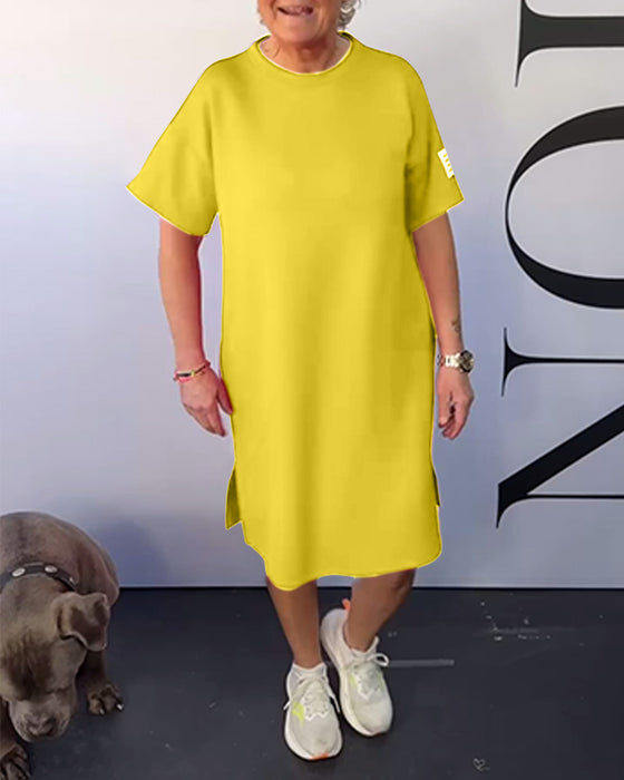 Klänning Rundhalsad Casual Kortärmad Enkel