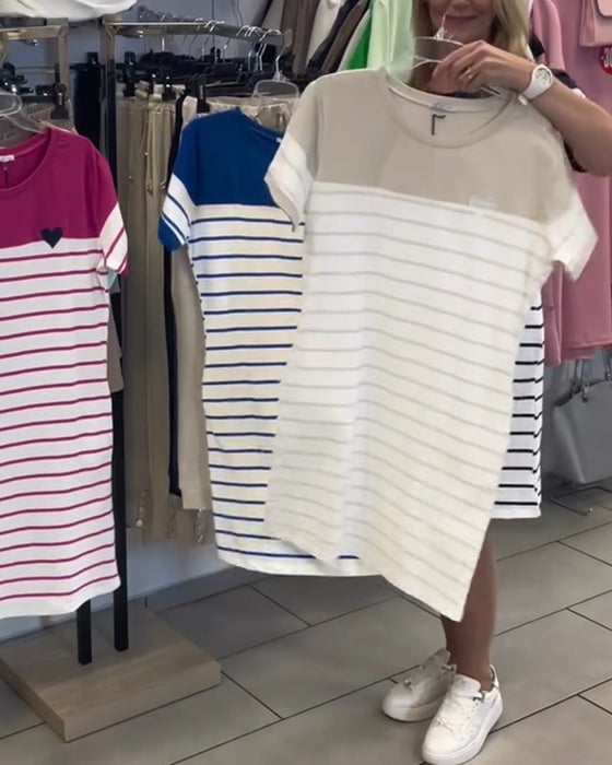 Klänning Rundhalsad Casual Randig