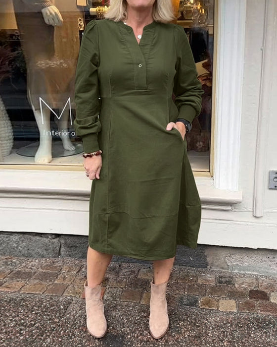 Klänning avslappnad retro långärmad