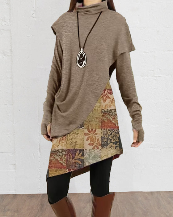 Retro Klänning Med Patchwork