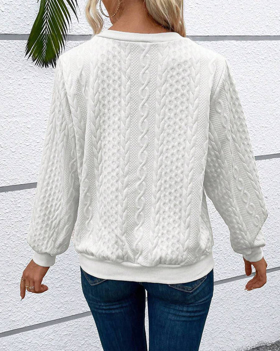 Casual enfärgad långärmad tröja med dragkedja