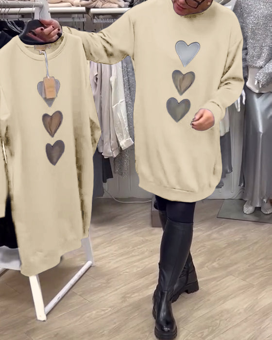 Klänning Shift Hjärt Mönster Casual