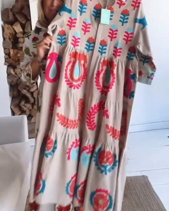 Klänning Blommigt Grafiskt Tryck