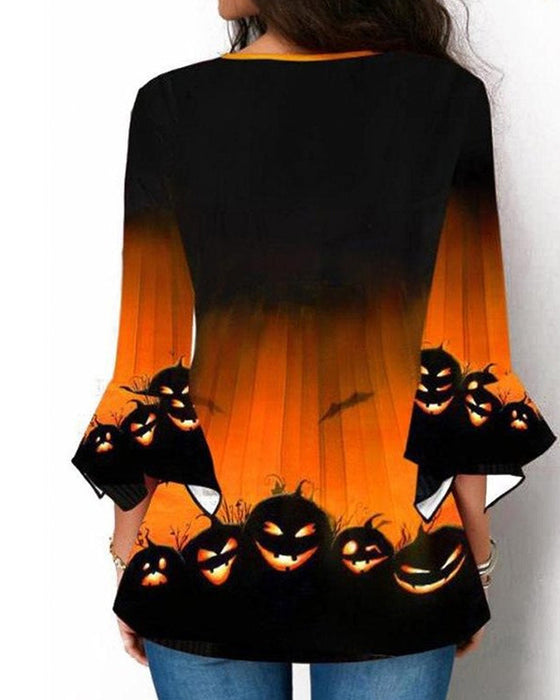 Topp med oregelbunden halloweentryck