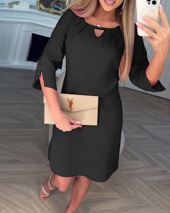 Klänning Elegant Enfärgad Ihålig Rak